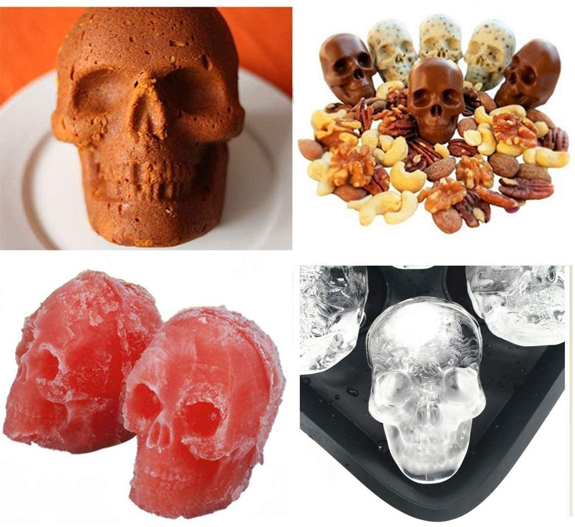 4连骷髅头硅胶冰格 夏季冰块模具硅胶模具 万圣节骷髅头冰模冰球