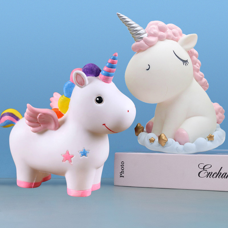 网红流体搪胶涂色独角兽diy涂鸦存钱罐非石膏娃娃白胚摆地摊批发