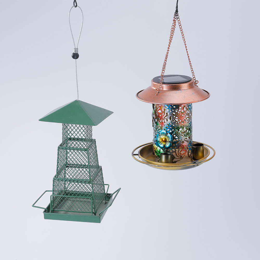 Amazon Hot Sale Metal Bird Feeder Solar Bird Feeder Outdoor Iron Hanging Telescopic Metal Bird Feeder