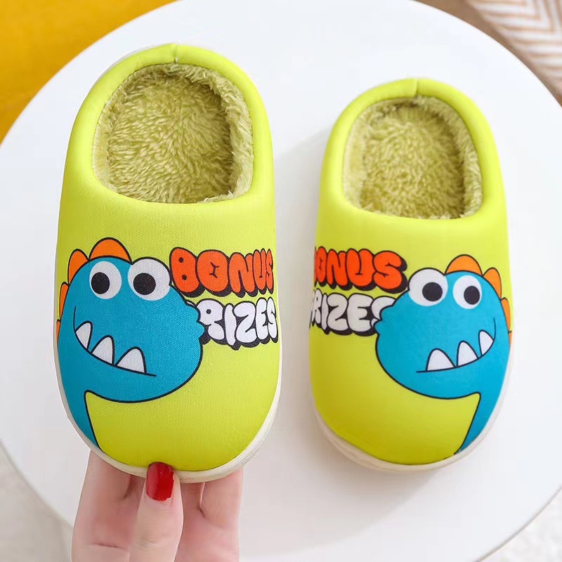 Cixi You Nuo Shoes 2023 Autumn and Winter New Children's Slippers Cartoon Little Dinosaur Home Cotton Slippers in Stock Wholesale