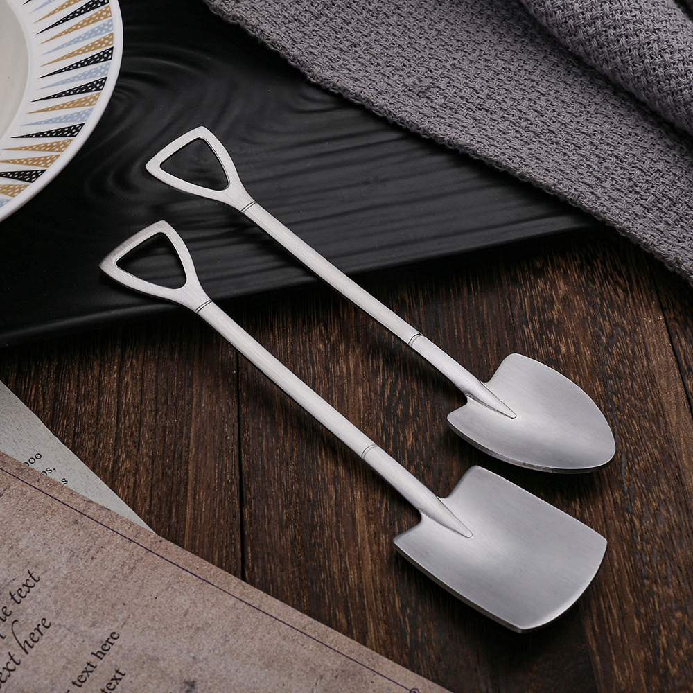 y创意不锈钢铁锹勺子西瓜勺甜品勺雪糕勺冰淇淋勺咖啡勺铁铲套装