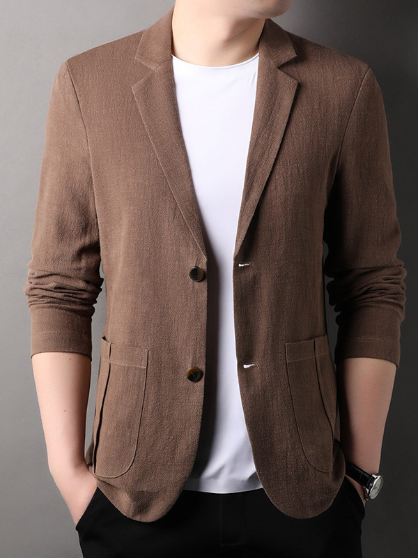 2024亚麻西装2024春季新款中青年时尚韩版宽松外套潮流帅气西服男
