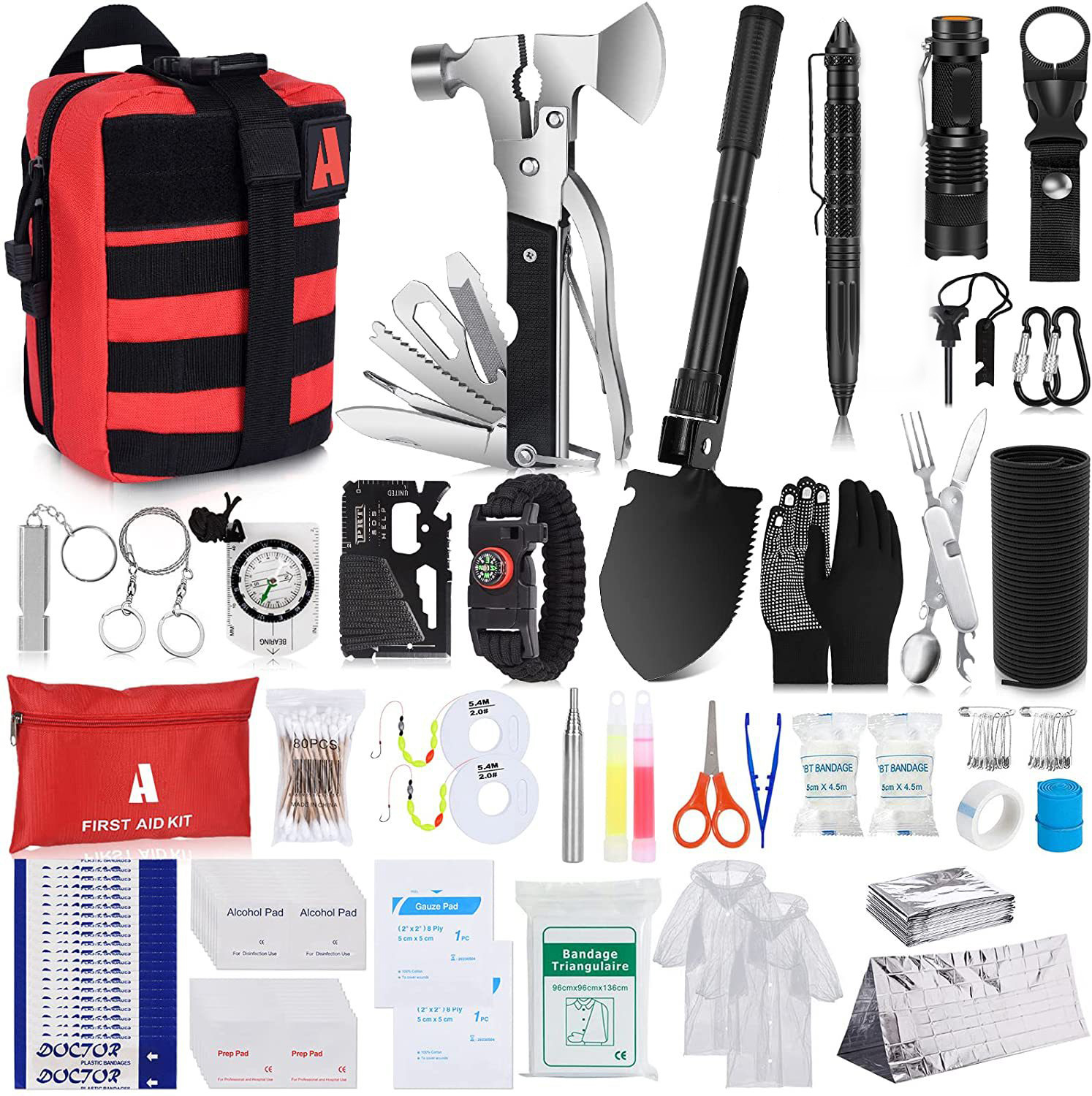 户外用品露营探险应急包家用救援求生自救套装便携野外生存装备包