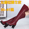 High-heeled Boots winter Boots children Ladies High Boots Knee boots Middle heel With crude lady Amazon