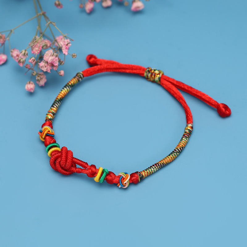 Dragon Boat Festival Colorful Rope Bracelet Birth Year Male and Female Red Rope Dorje Knot Ruyi Knot Couple Lucky Carrying Strap