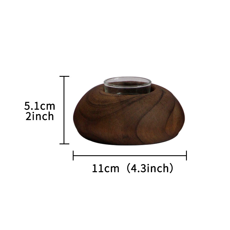 Retro Wood Candlestick Simple round Candle Holder Candle Cup Christmas Wedding Ceremony Cafe Decoration Ornaments