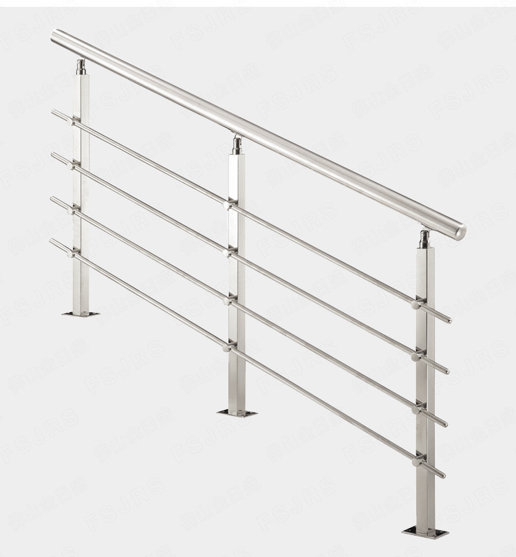 304不锈钢楼梯扶手室 内家用方管穿拉丝立柱现代简约阳台护栏栏杆