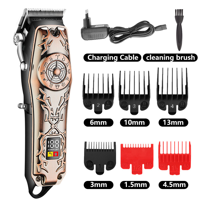 Cross-Border Hot Selling USB Charging Hair Clipper Speed Adjustable Power Display Intelligent Electric Clipper Clippers Amazon