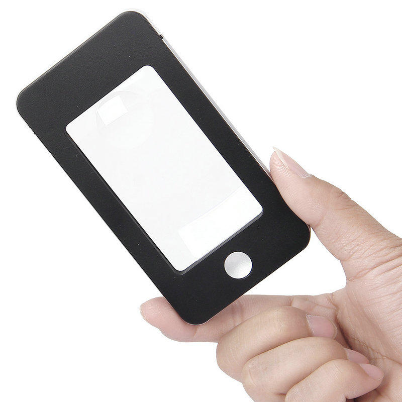 苹果手机式放大镜高倍老人阅读看报看书儿童便携式扩大镜带4led灯