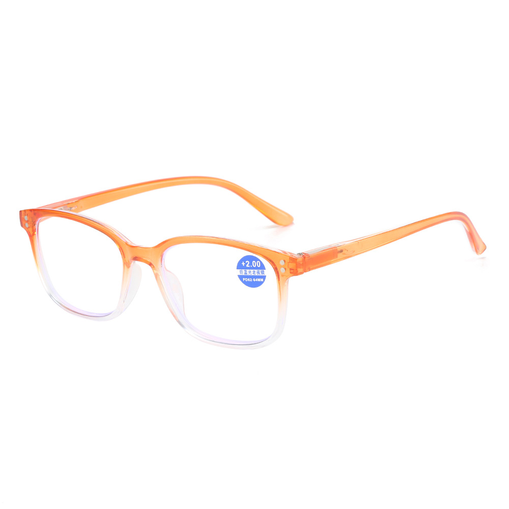 New Gradient Fashion Transparent Rivet Anti Blue Light Reading Glasses Clear Comfort Full Frame Portable Presbyopic Glasses Wholesale