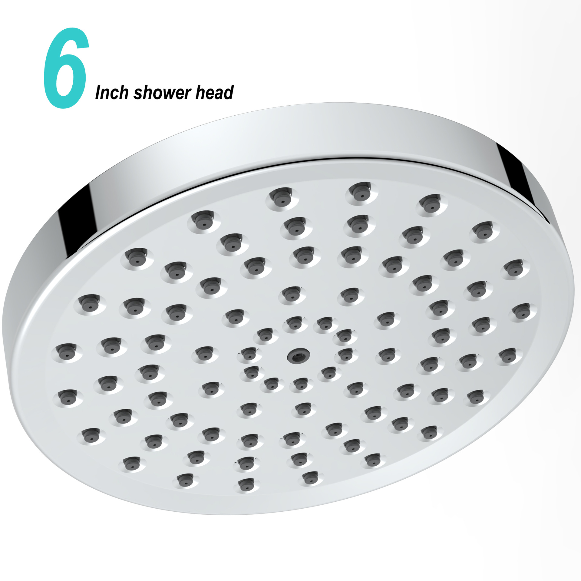 源头工厂美式6寸暗装入墙式淋浴花洒塑料顶喷增压节水澡堂莲蓬头