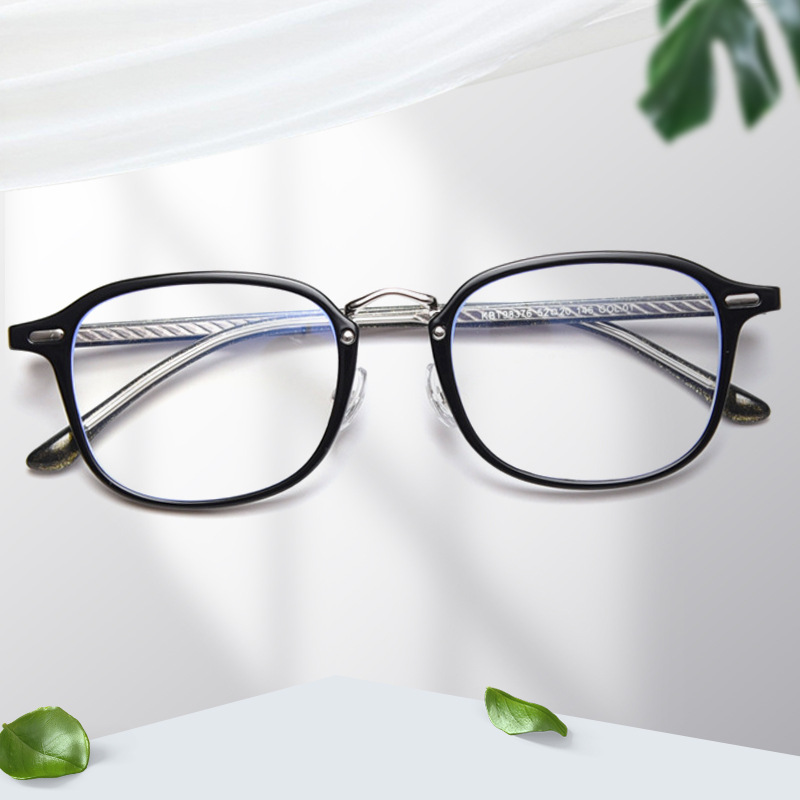 跨境镜框kbt98376韩版方形复古近视文艺眼镜框男潮平光镜板材眼镜