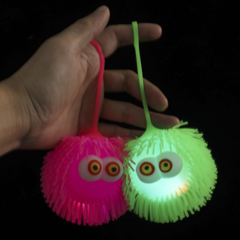 Creative Decompression Convex Eye Luminous Hairy Ball Flash Convex Eye Dense Hair Ball Stall Supply Children's Soft Rubber Toys Wholesale