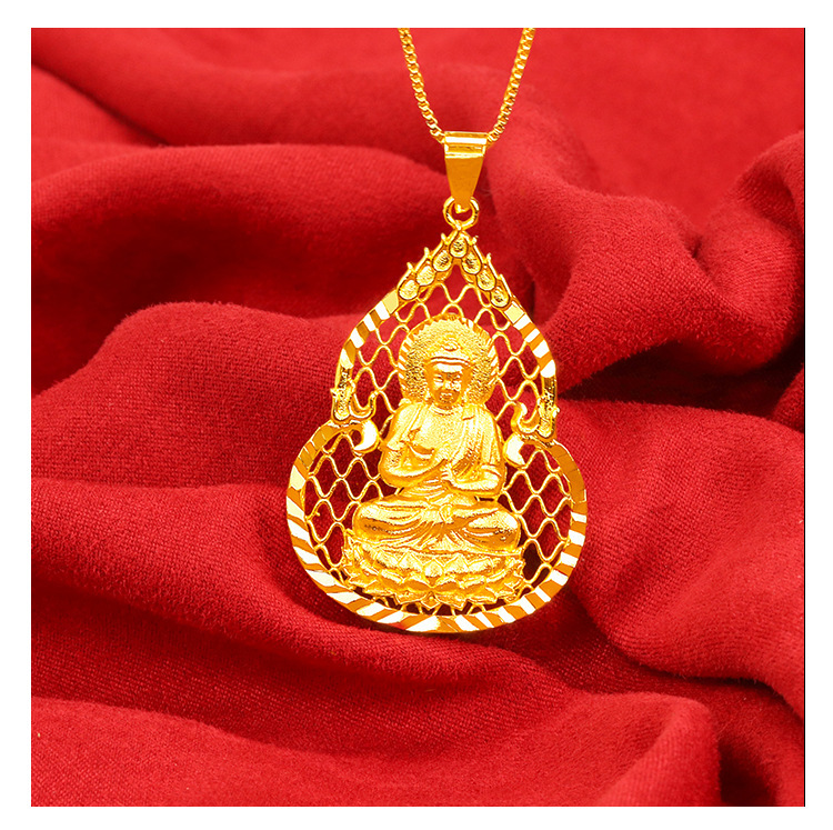 越南沙金观音佛像保平安吊坠直播铜镀金首饰鎏金男女款转运饰品z