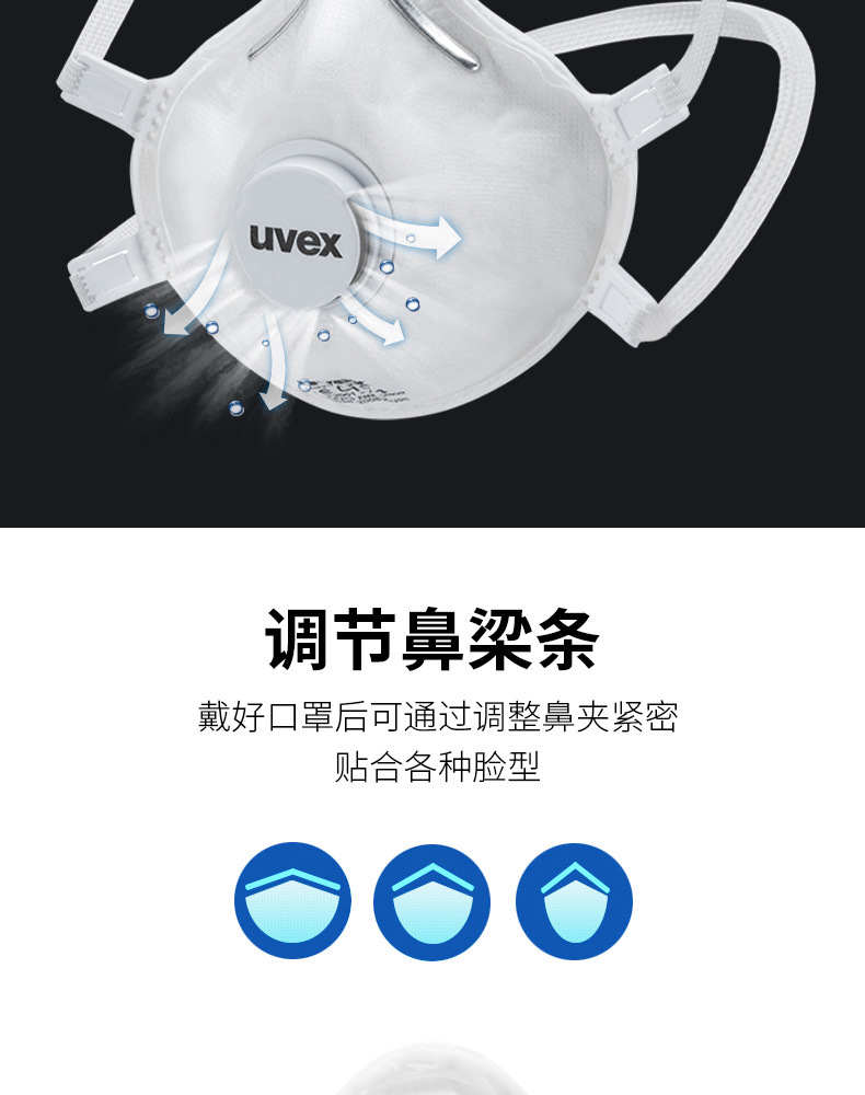 优维斯8732312 ffp3头戴式防护口罩 带呼吸阀口罩 防烟防雾霾口罩