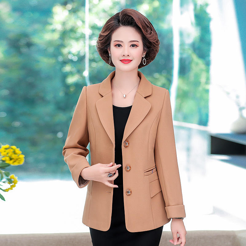 妈妈西装外套女中年春装大码洋气短款西服上衣50岁中老年休闲女装