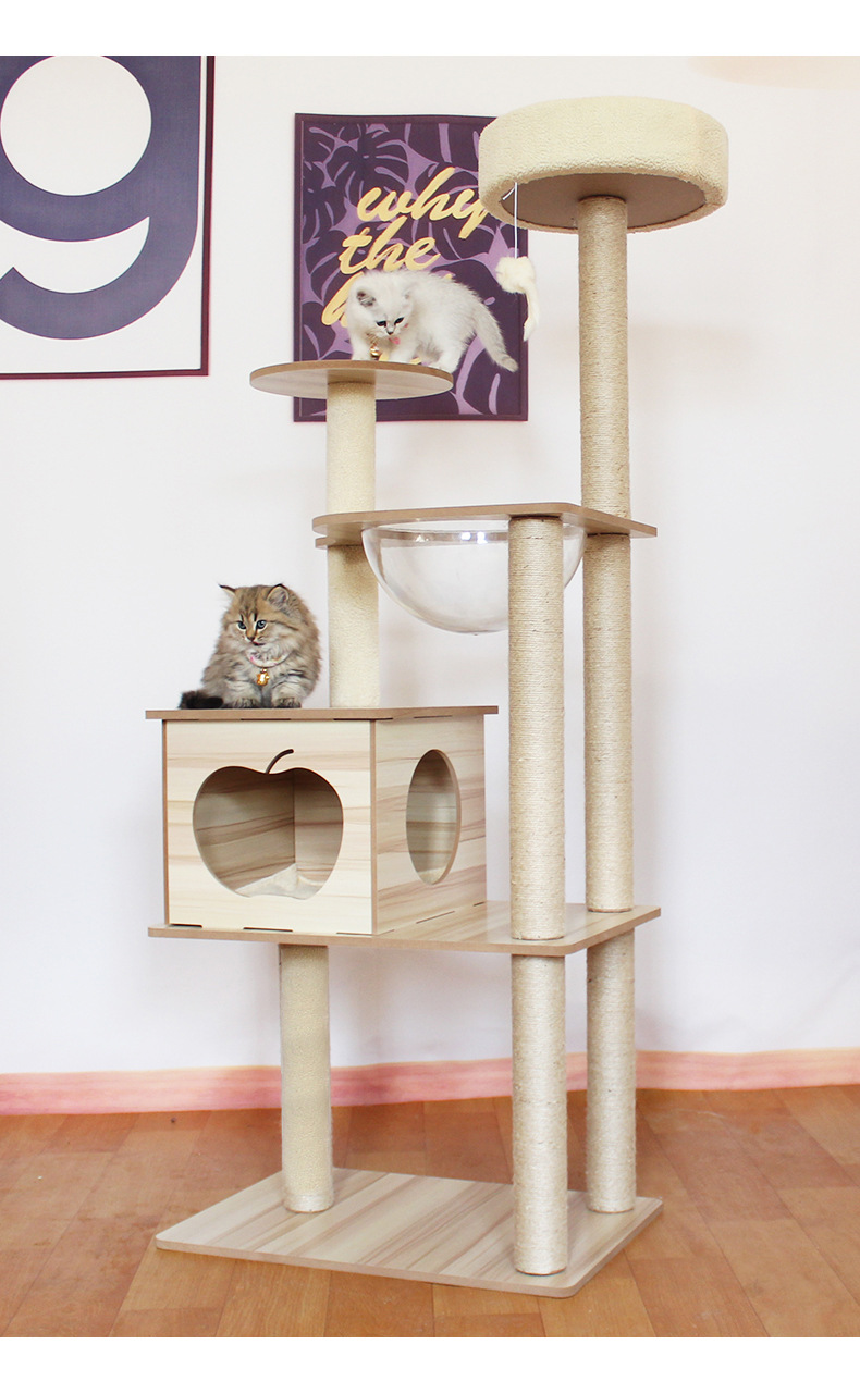 猫窝猫树一体不占地猫爬架磨爪猫架子四季通用逗猫玩具猫跳台抓柱