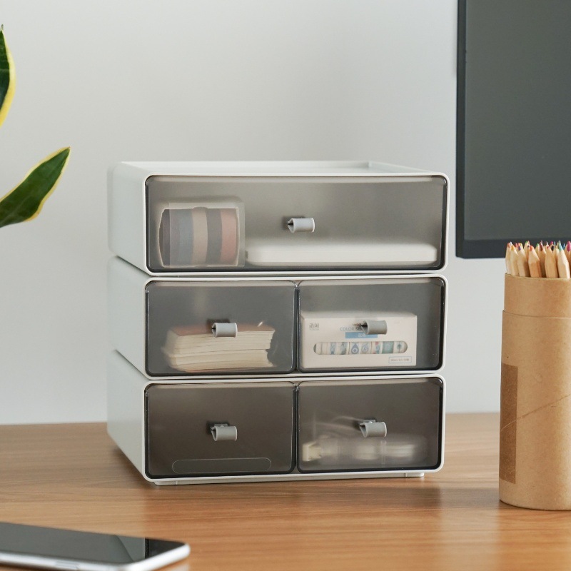 Office Transparent Drawer Desktop Storage Box Cosmetics Desk Stationery Storage Cabinet One Generation