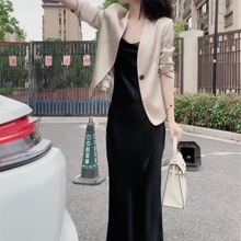 网红爆款时尚西服套装裙女2024秋季新款高端醋酸显瘦外套+吊带裙