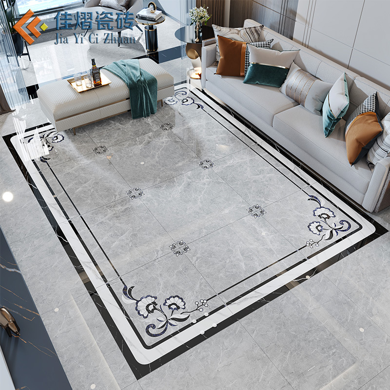 现代客厅走廊餐厅800拼花地砖仿水刀通体大理石地毯瓷砖地板砖