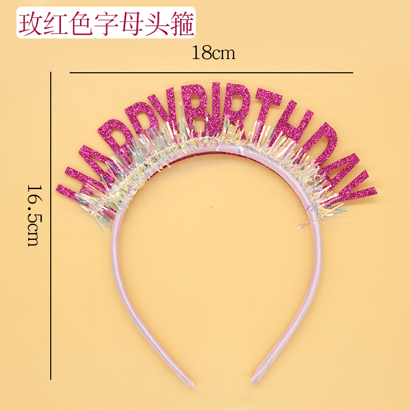 New Glitter Gold Silk Birthday Headband English Letters Happy Birthday Headband Party Atmosphere Decorative Hat