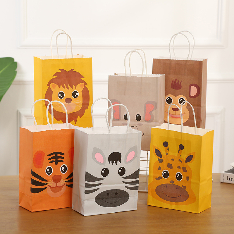 创意可爱动物牛皮纸袋卡通包装通用手提袋购物袋包装袋礼品袋批发