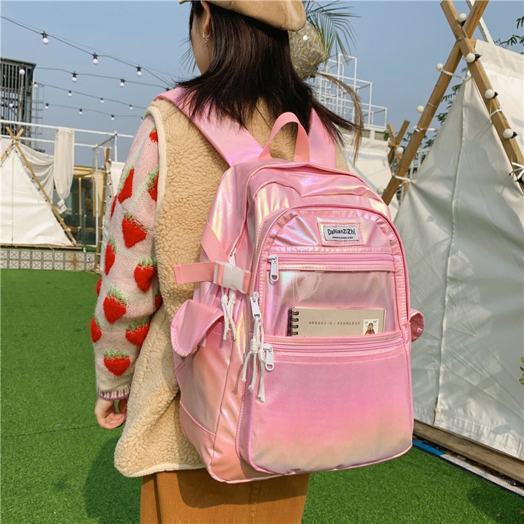 2021 Spring and Summer New Korean Style Ins Creative Trendy Personalized Gradient Color Laser High School Student Backpack Schoolbag