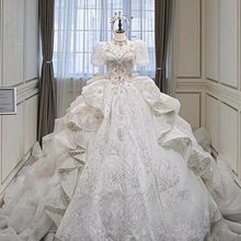 高定婚纱新款新娘质感重工奢华大拖尾小个子法式主纱