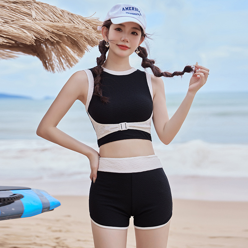 2024新款游泳衣女分体式两件套遮肚显瘦聚拢小胸韩国ins风泡温泉