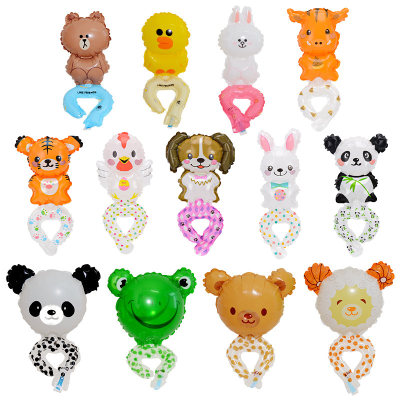 Children's Toy Wrist Balloon Night Market Push Scan Code Small Gift Cartoon Animal WeChat Business Drainage Inflatable Bracelet Mixed