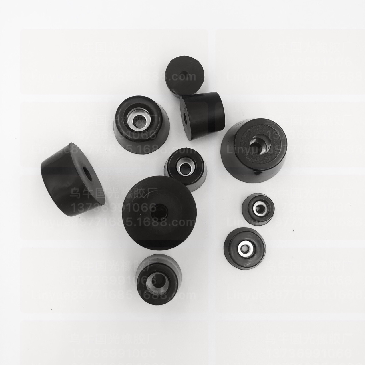 环保橡胶脚垫 带垫片桌椅家具仪器 黑色锥形增高防滑减震机箱脚垫