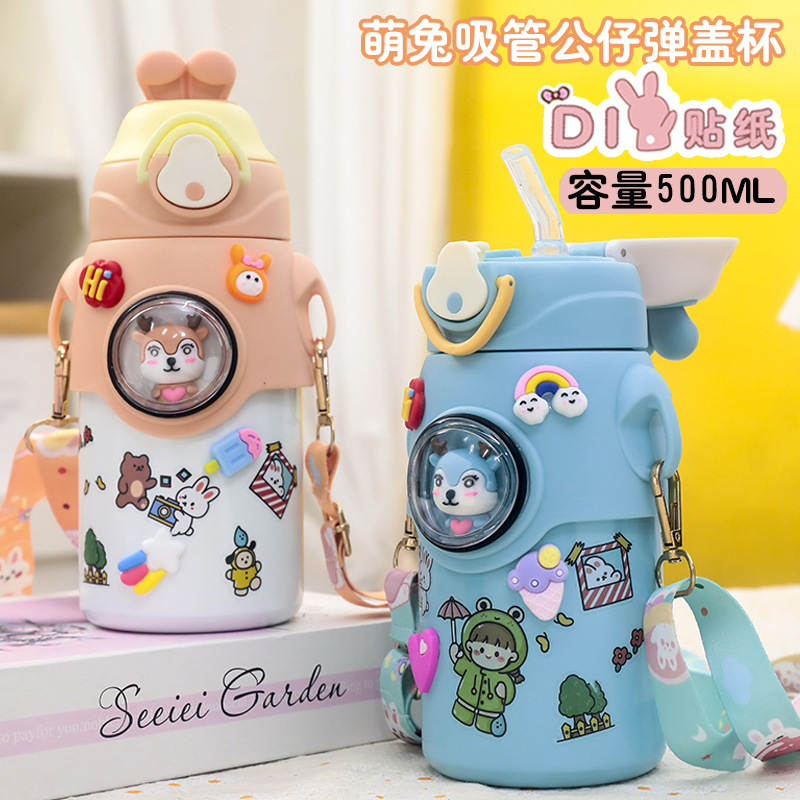 Creative Space Capsule Cartoon Stainless Steel Thermos Cup Cute Deer Boy Outdoor Portable Back Water Cup Wholesale