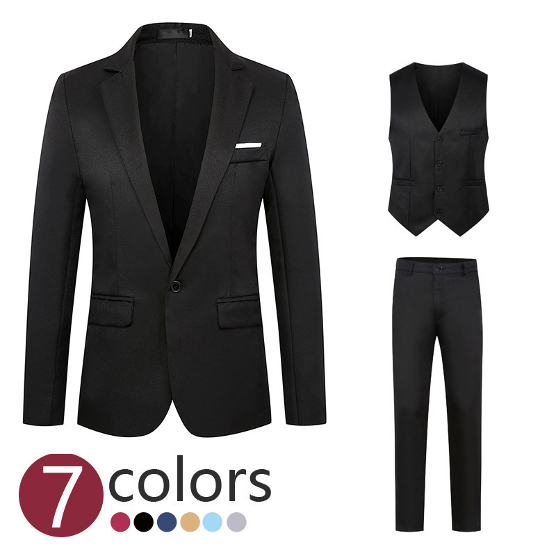 2024外贸大码男装西服西裤马甲三件套男商务休闲西装结婚礼服套装
