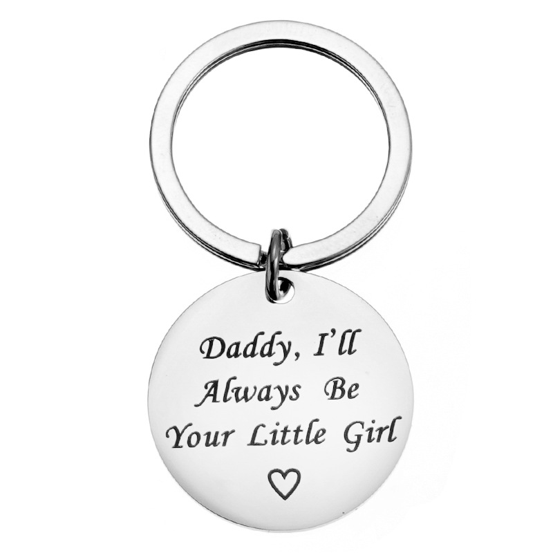 欧美新款daddy父亲爸爸送女儿礼物个性刻字不锈钢钥匙圈现货礼品
