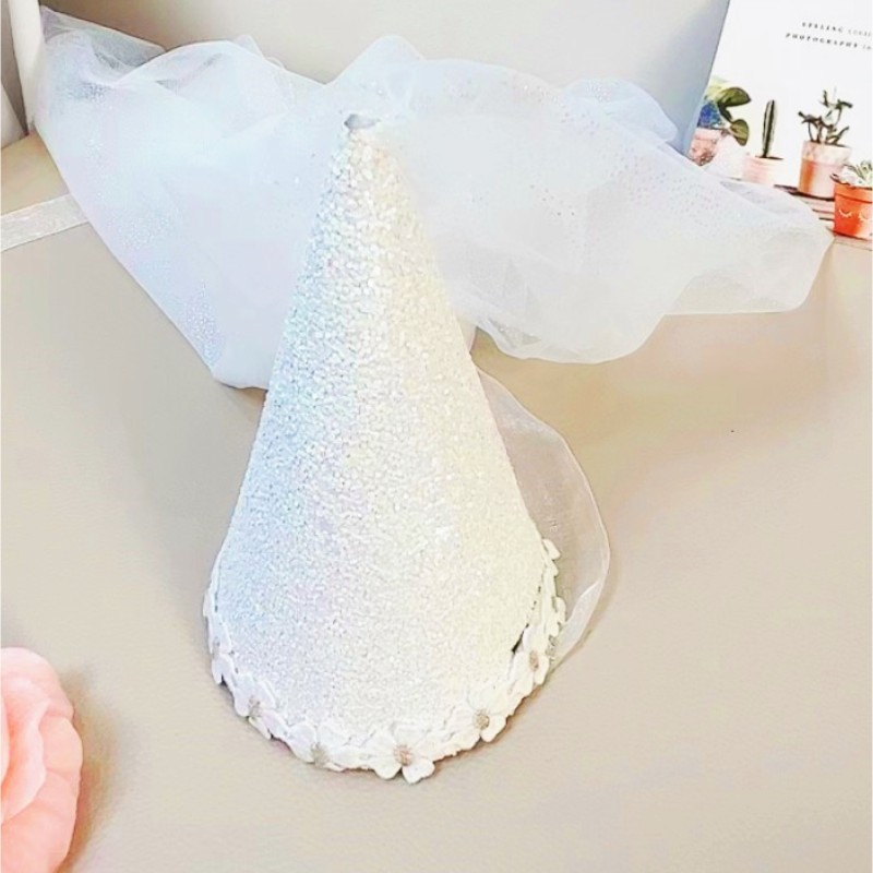 Voile Crown Hair Clasp Birthday Party Wedding Dress Shaped Hair Band Princess Style Hair Accessories