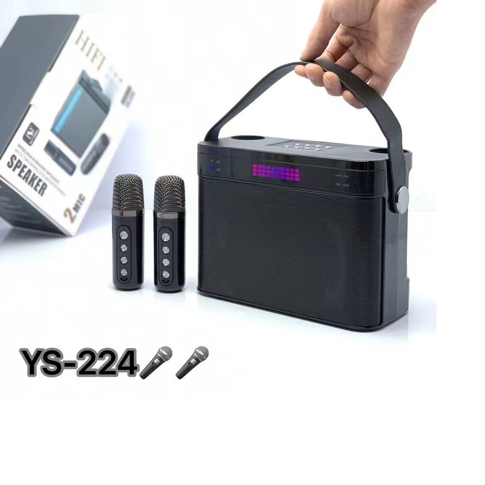 New Ys224 Microphone Wireless Bluetooth Audio Dual Microphone All-in-One Ktv Family Outdoor Household Karaoke