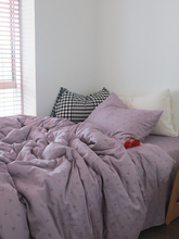 4U8K紫薯小樱桃|少女风宿舍春季透气双层纱被套枕套床单床笠1