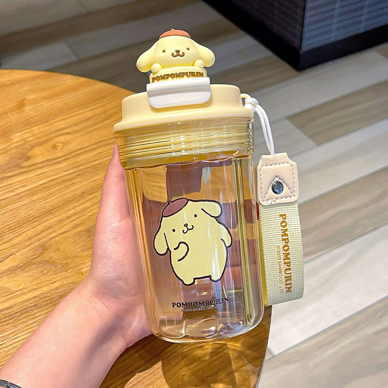 Sanrio Plastic Cup Portable Handle Good-looking Cute Fashion Cartoon Water Cup