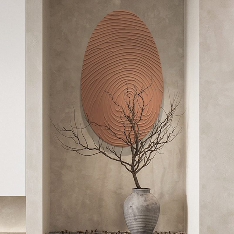 北欧装饰画侘寂风抽象复古挂画肌理立体壁画玄关餐厅3d浮雕画日式