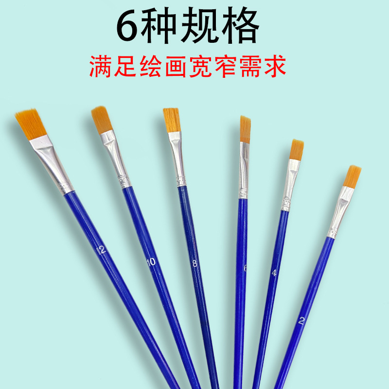 Cross-Border Blue Rod Brush Nylon Oil Painting Brush Watercolor Gouache Acrylic Painting Pen Set Industrial Glue Paint Brush Broad Brush Comprising a Row of Penshaped Brushes