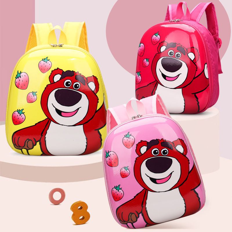 Children's Schoolbag Kindergarten Baby 1-3-5 Years Old Boys and Girls Duck Cute Hardshell Bag Strawberry Bear Cartoon Backpack