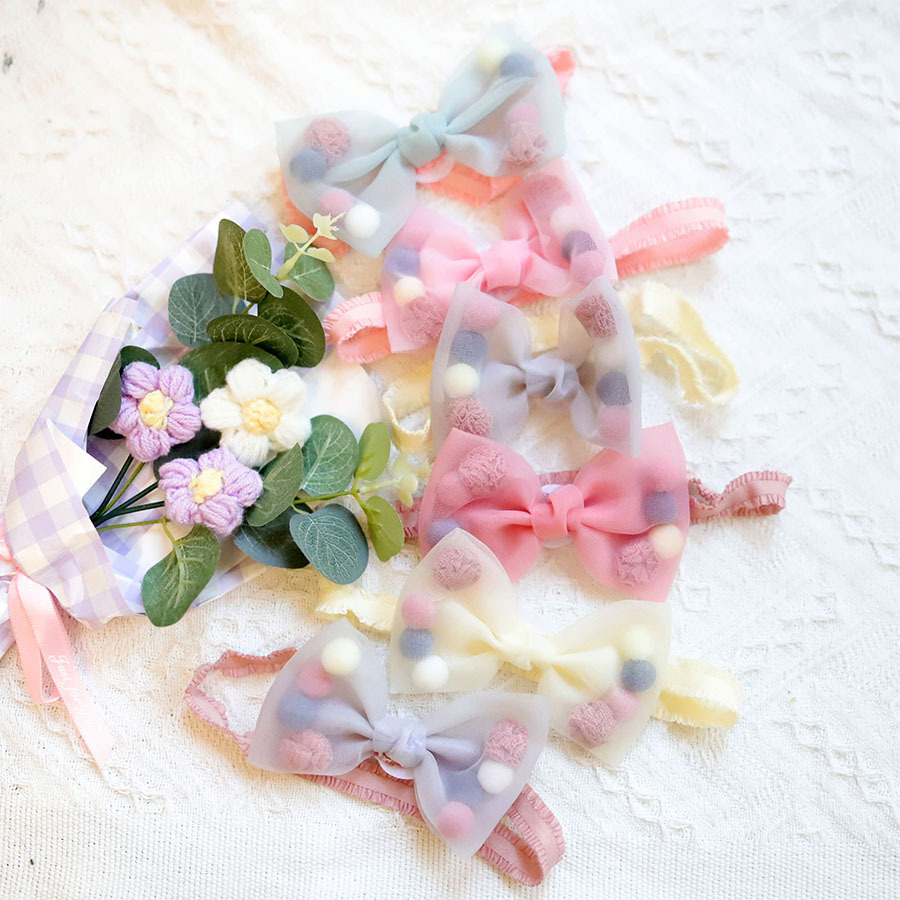 网纱蝴蝶结弹力发带 宝宝松紧发带 多色公主婴幼儿发饰拍照道具