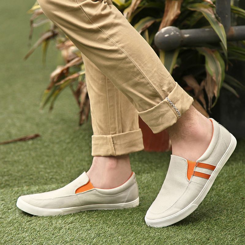 夏季帆布鞋男韩版潮流百搭透气一脚蹬懒人鞋休闲防臭老北京布鞋男