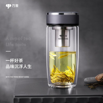 万象玻璃杯新中式双层玻璃杯耐高温茶水杯家用茶水杯批发-阿里巴巴