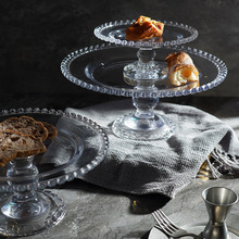3WKF批发高脚蛋糕托盘带盖透明玻璃甜品台展示架子果盘自助餐