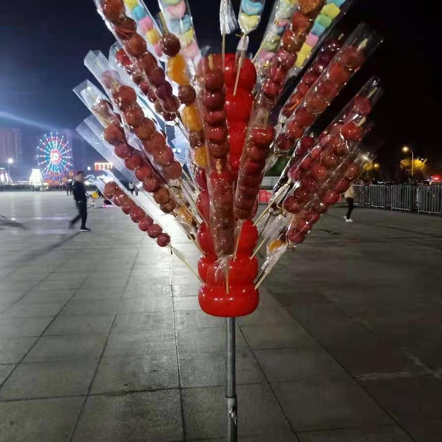 旋转冰糖葫芦架子摆摊加折叠糖葫芦把子工具糖画糖葫芦风车展架