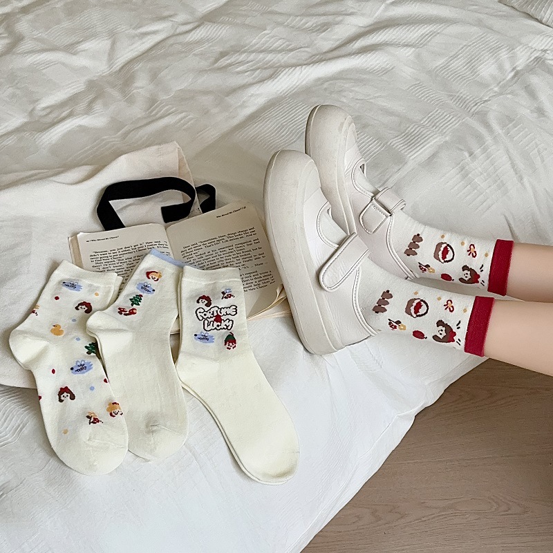 童话小镇袜子女春夏新款卡通可爱女孩中筒袜日系甜美百搭堆堆长袜