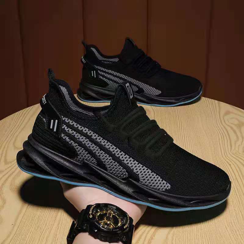 2023 Spring and Autumn New Men's Casual Sneaker Men's Flying Woven Shock-Absorbing Running Shoes Korean Style Mesh Surface Breathable Fashion