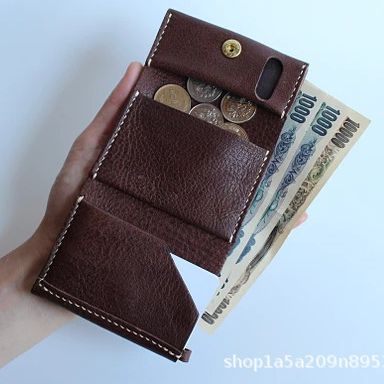 日本头层牛皮三折大钞位树膏皮男士钱夹 创意真皮短款多功能钱包