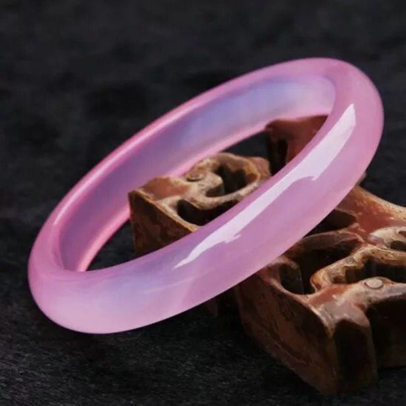 玉石粉紫玉髓手镯女款精品圆条玉石手镯紫色冰种紫罗兰玛瑙玉镯